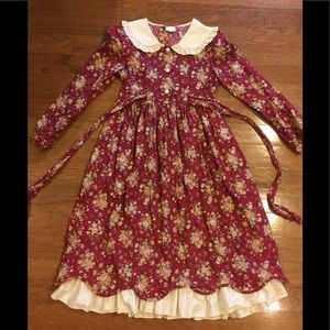 Girls sz 12 burgundy pioneer Costume dress